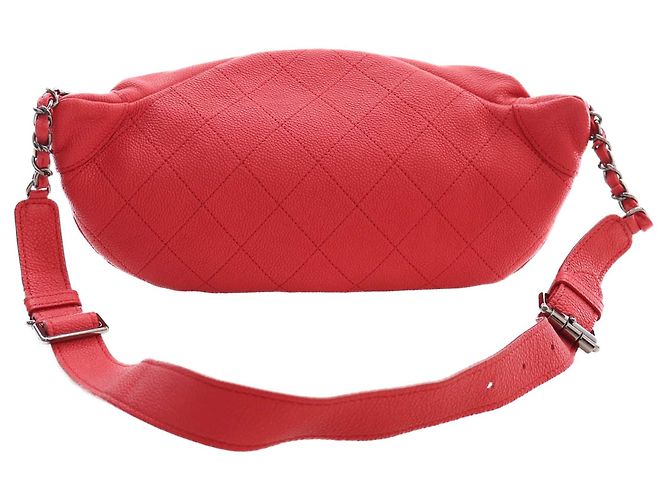 Borsa cintura Chanel Red Quilted Caviar Zip and Carry Rosso - vista 3