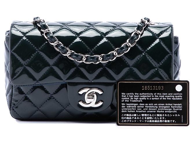 Chanel Blue Mini Rectangular Classic Patent Single Flap Azul Azul marinho - vista 7