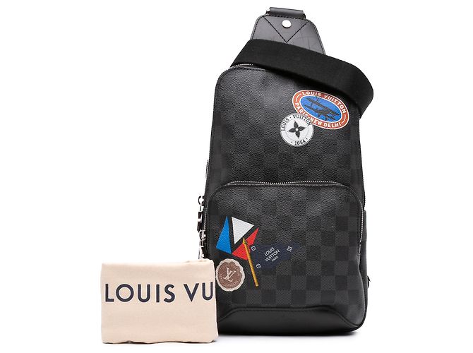 Louis Vuitton Black Damier Graphite LV League Avenue Sling Nero - vista 7