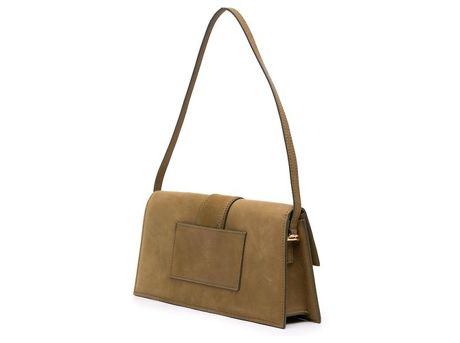 Borsa a tracolla Le Bambino Long Jacquemus in camoscio marrone Cachi - vista 2