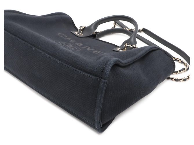 Borsa Tote Deauville Chanel Medium in tela nera Nero - vista 6