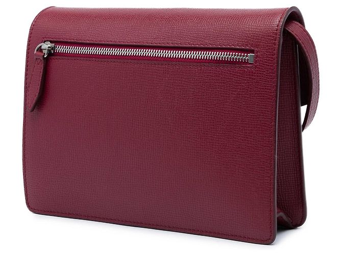 Burberry Red Small Leather and House Check Canvas Derby Macken Crossbody Rosso Bordò - vista 2