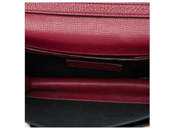 Burberry Red Small Leather and House Check Canvas Derby Macken Crossbody Rosso Bordò - vista 4