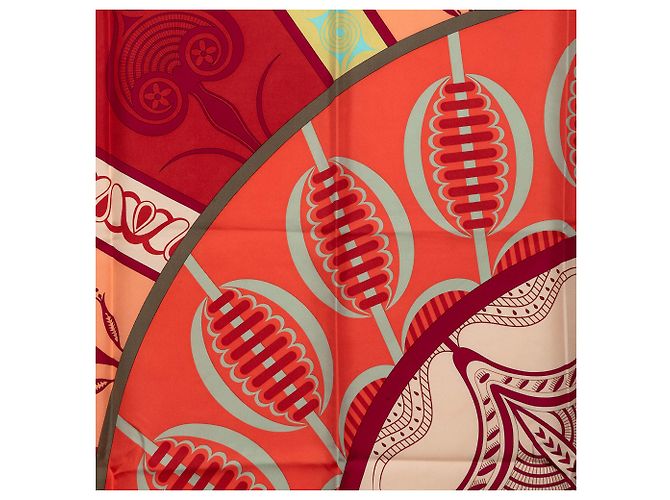 Pañuelo de seda Hermès Brown Geometrie Cretoise 90 Castaño Carne - vista 2