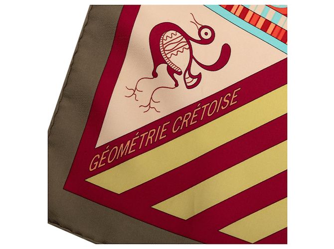 Pañuelo de seda Hermès Brown Geometrie Cretoise 90 Castaño Carne - vista 6