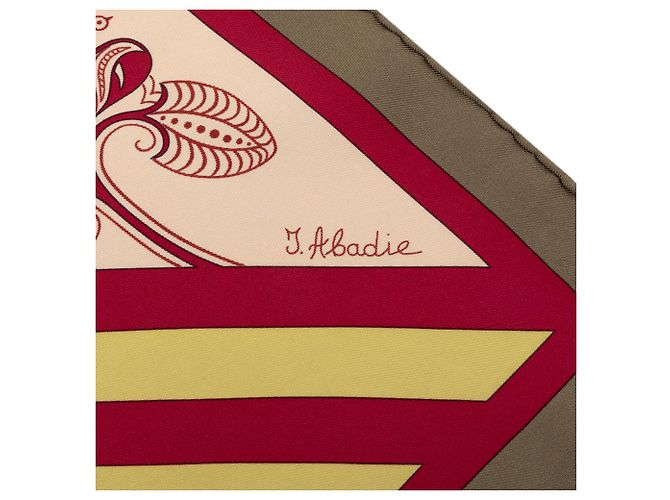 Pañuelo de seda Hermès Brown Geometrie Cretoise 90 Castaño Carne - vista 7