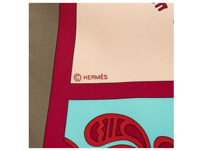 Pañuelo de seda Hermès Brown Geometrie Cretoise 90 Castaño Carne - vista 8