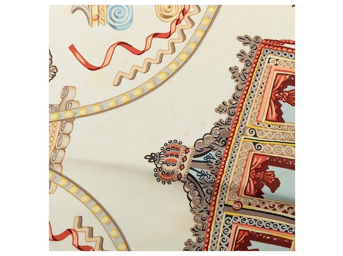 Hermès White Paperoles Seidentuch 90 Weiß Roh - Ansicht 9