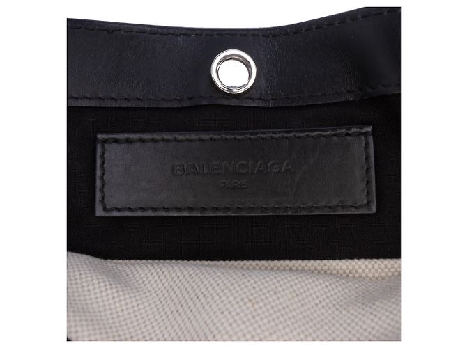 Balenciaga Pochette Crossbody in tela bianca e blu navy Bianco - vista 5
