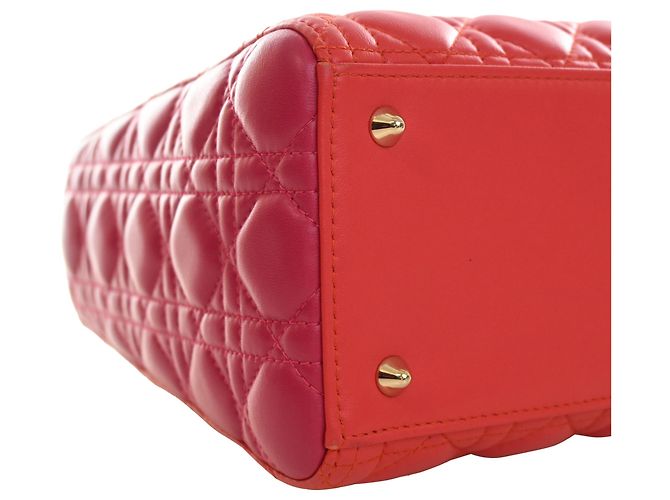 Dior Red Medium Bicolor Lambskin Cannage Lady Dior - view 11