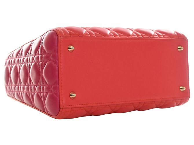 Dior Red Medium Bicolor Lambskin Cannage Lady Dior - view 12