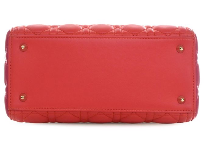 Dior Red Medium Bicolor Lambskin Cannage Lady Dior - view 3