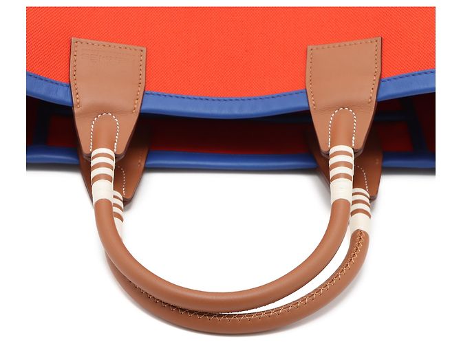 Hermès Orange Toile Sac Steeple 25 Naranja - vista 9