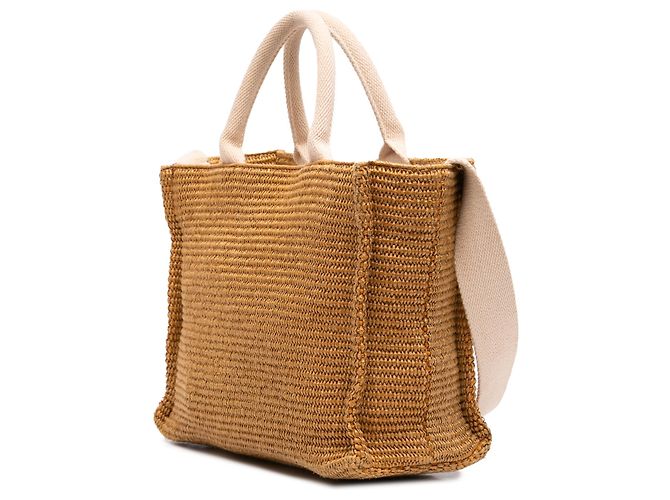 Marni Borsa East West Piccola Effetto Rafia Beige - vista 2