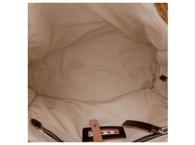 Marni Borsa East West Piccola Effetto Rafia Beige - vista 4