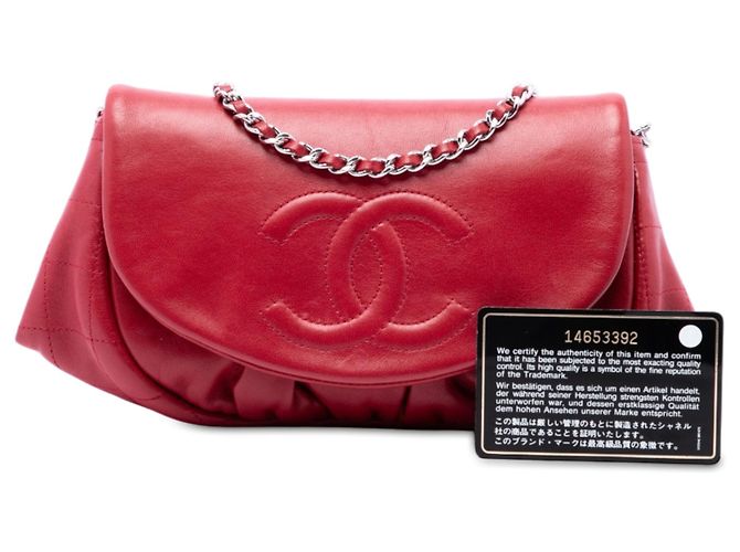 Chanel Red CC Quilted Lambskin Half Moon Wallet on Chain Rot - Ansicht 7
