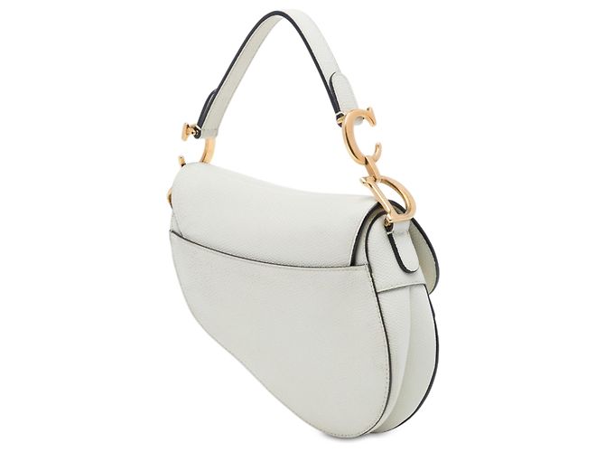 Autre Marque Borsa Saddle Dior Mini in pelle di vitello grana bianca Bianco - vista 2