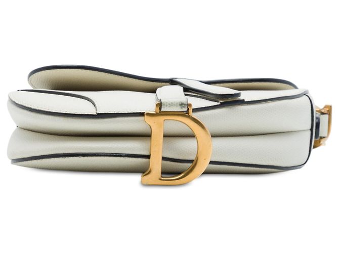 Autre Marque Borsa Saddle Dior Mini in pelle di vitello grana bianca Bianco - vista 3
