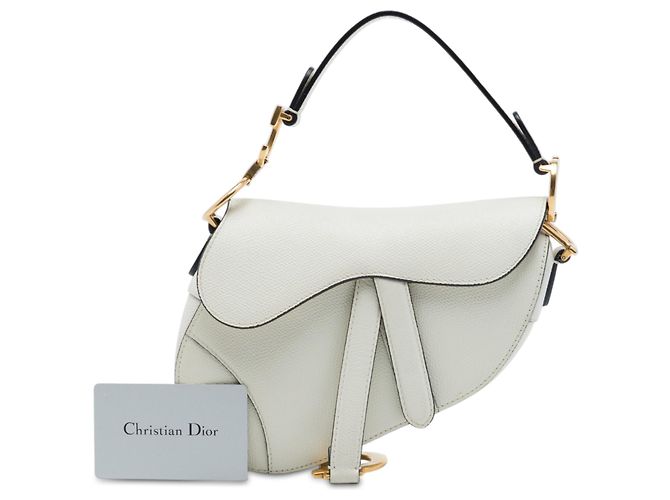 Autre Marque Borsa Saddle Dior Mini in pelle di vitello grana bianca Bianco - vista 7
