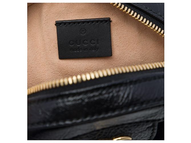 Gucci Mini Borsa a Tracolla Rotonda Ophidia in Suede Nero con Web - vista 5