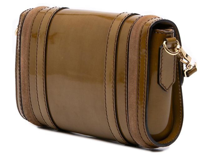 Burberry Borsa a tracolla Bridle in vernice verde e suede Verde oliva - vista 2