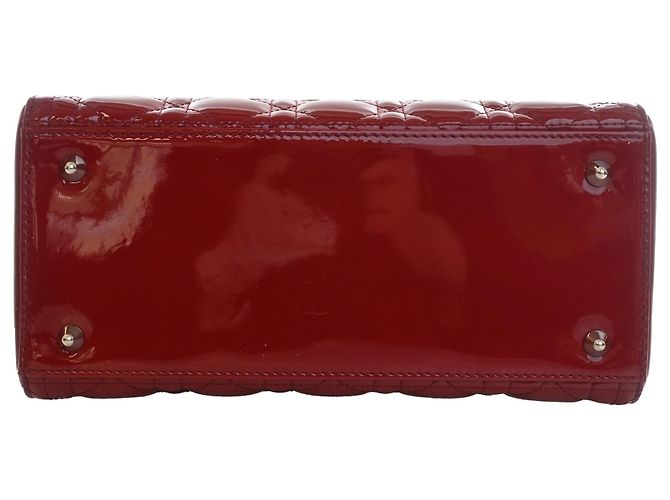 Autre Marque Dior Red Medium Patent Cannage Lady Dior Rosso Bordò - vista 3