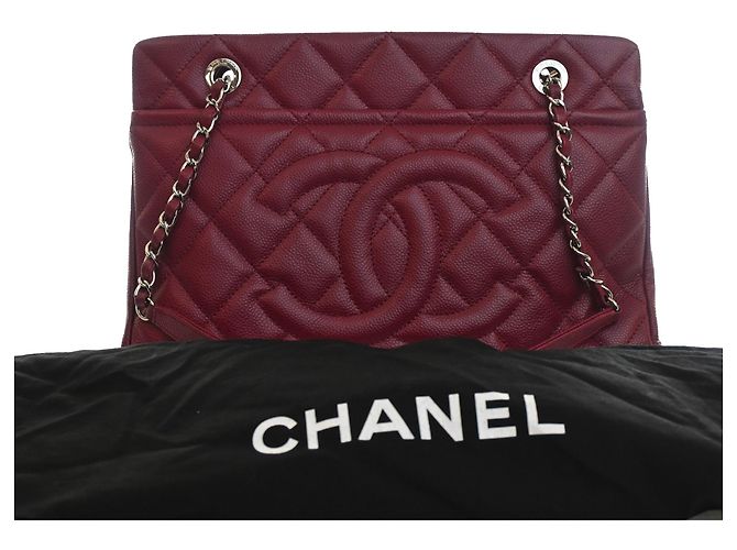 Chanel Red CC Quilted Caviar Soft Tote Rot Bordeaux - Ansicht 11