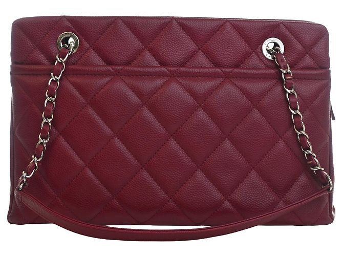 Chanel Red CC Quilted Caviar Soft Tote Rot Bordeaux - Ansicht 2