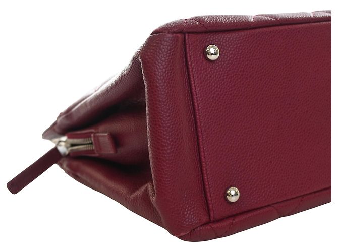 Chanel Red CC Quilted Caviar Soft Tote Rot Bordeaux - Ansicht 8