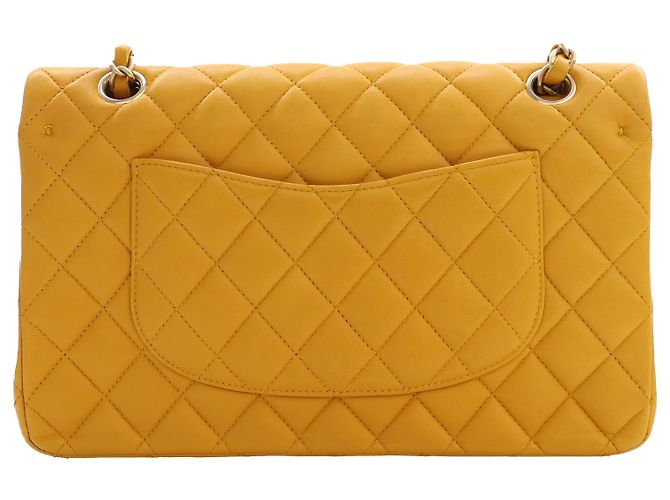 Chanel Yellow Medium Classic Lambskin Double Flap Giallo Senape - vista 2