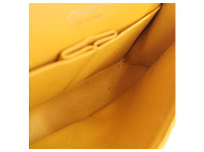 Chanel Yellow Medium Classic Lambskin Double Flap Giallo Senape - vista 3