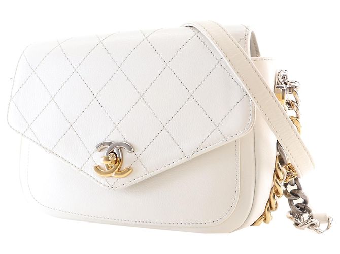 Chanel White Small Quilted Calfskin Precious Union Flap Bianco - vista 3