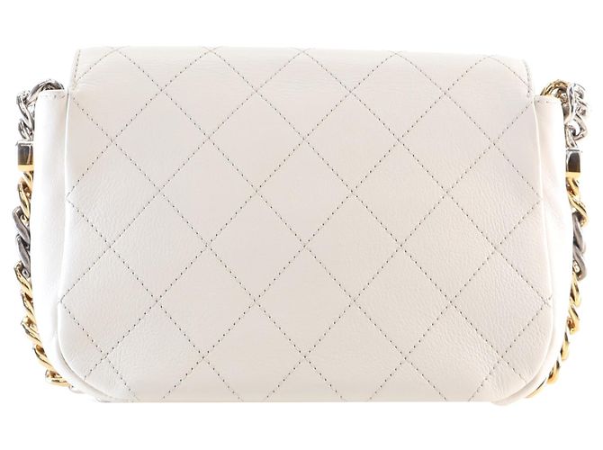 Chanel White Small Quilted Calfskin Precious Union Flap Bianco - vista 4