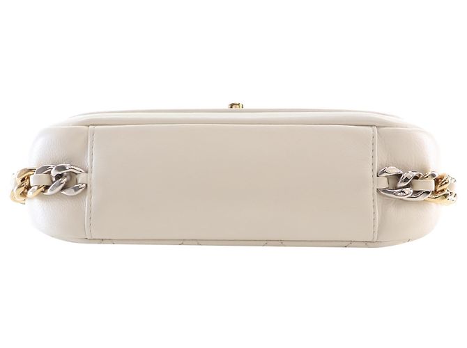 Chanel White Small Quilted Calfskin Precious Union Flap Bianco - vista 5