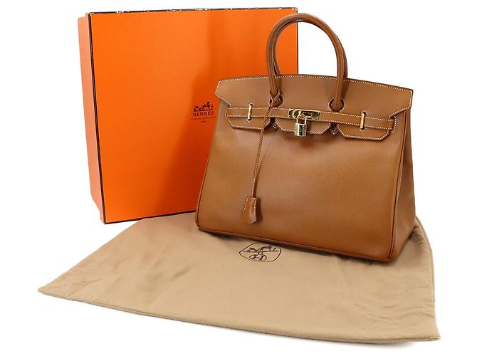 Hermès Borsa Hermes Birkin 35 in pelle Courchevel Gold D'oro - vista 2