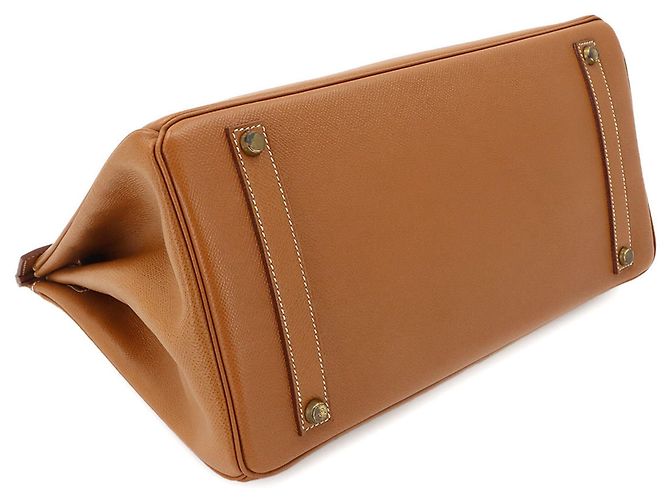 Hermès Borsa Hermes Birkin 35 in pelle Courchevel Gold D'oro - vista 5