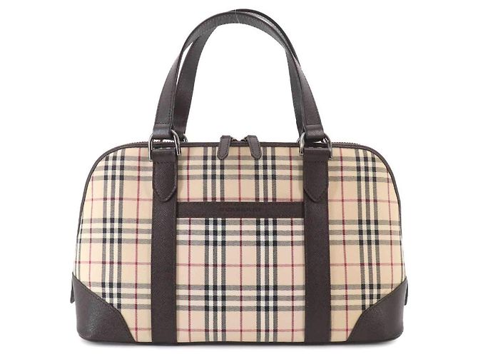 Borsa Mini Boston Burberry Nova Check Marrone Beige - vista 2