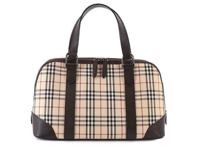 Borsa Mini Boston Burberry Nova Check Marrone Beige - vista 3