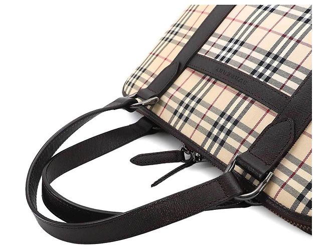 Borsa Mini Boston Burberry Nova Check Marrone Beige - vista 6