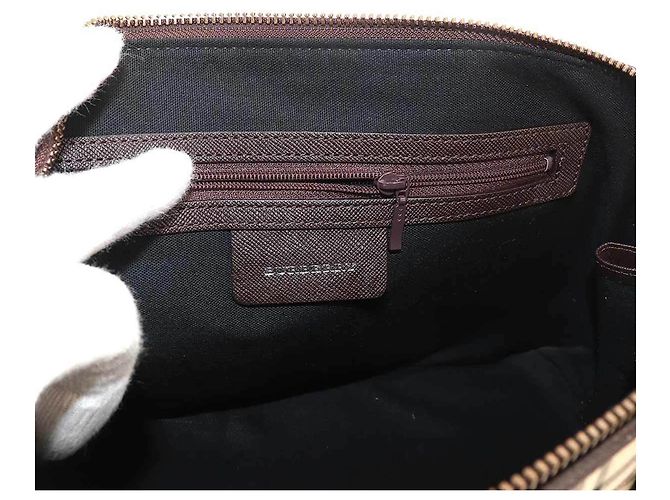 Borsa Mini Boston Burberry Nova Check Marrone Beige - vista 8