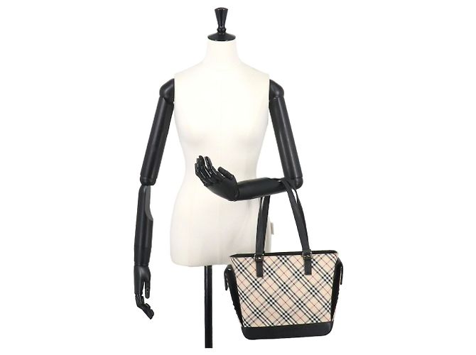 Borsa Burberry Nova Check Nero Beige - vista 10