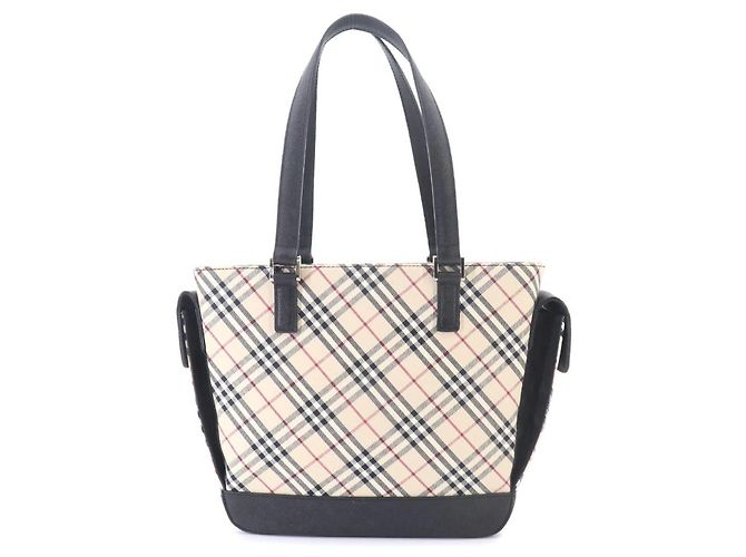 Borsa Burberry Nova Check Nero Beige - vista 3