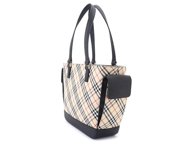 Borsa Burberry Nova Check Nero Beige - vista 4