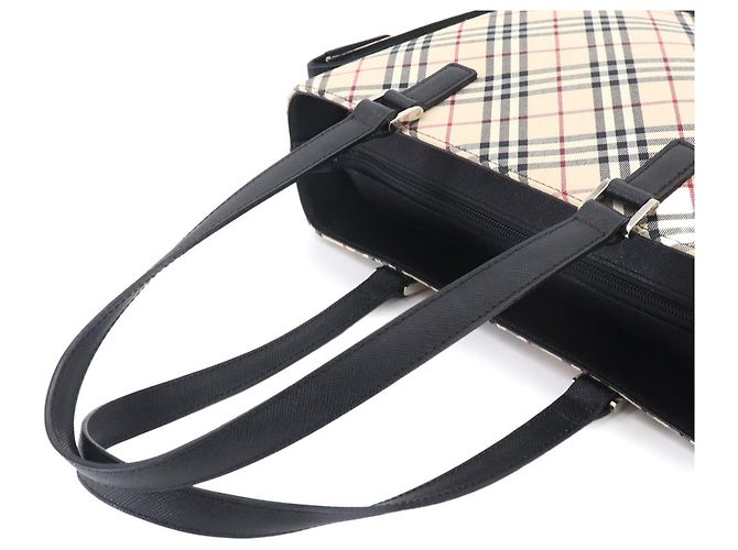 Borsa Burberry Nova Check Nero Beige - vista 6
