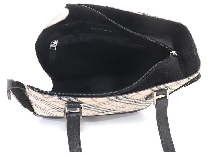 Borsa Burberry Nova Check Nero Beige - vista 7