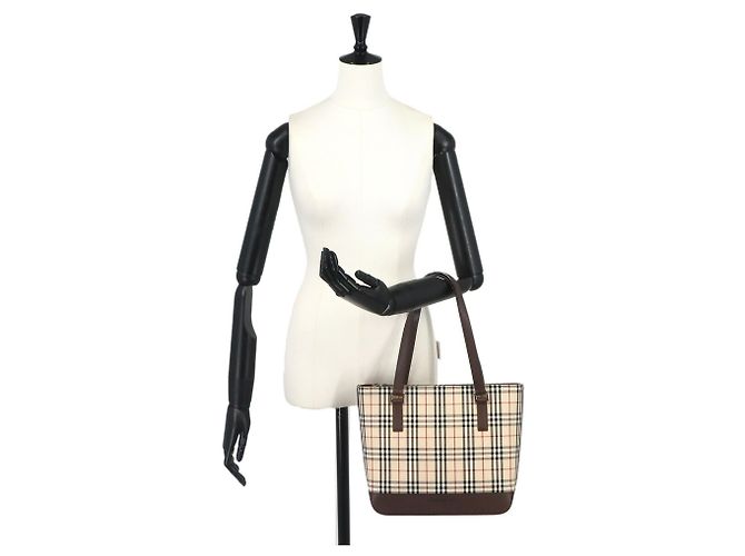 Borsa Tote Burberry Nova Check Marrone Beige - vista 10