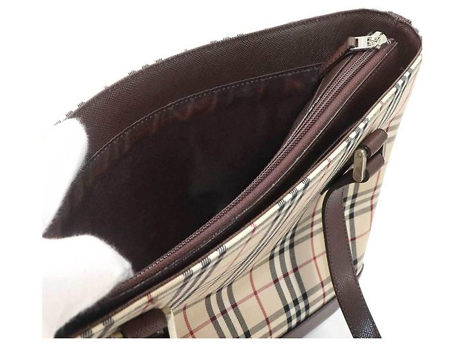 Borsa Tote Burberry Nova Check Marrone Beige - vista 7