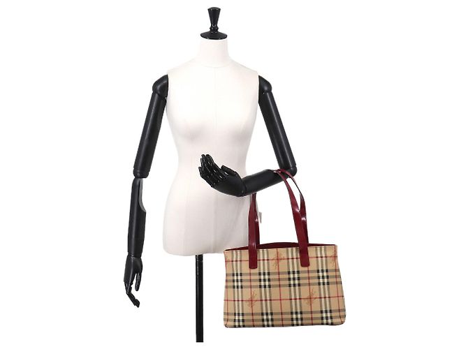 Borsa tote Burberry Nova Check Rosso Beige - vista 11