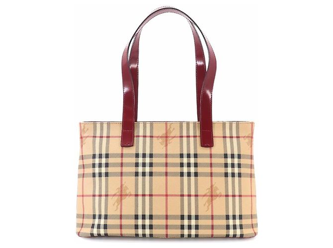 Borsa tote Burberry Nova Check Rosso Beige - vista 4
