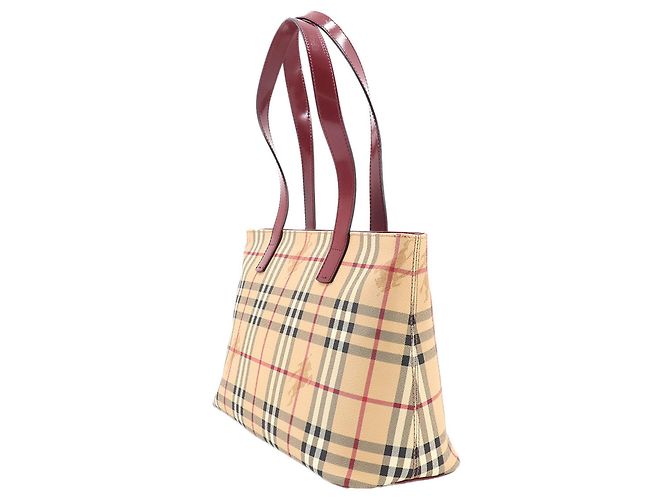 Borsa tote Burberry Nova Check Rosso Beige - vista 5